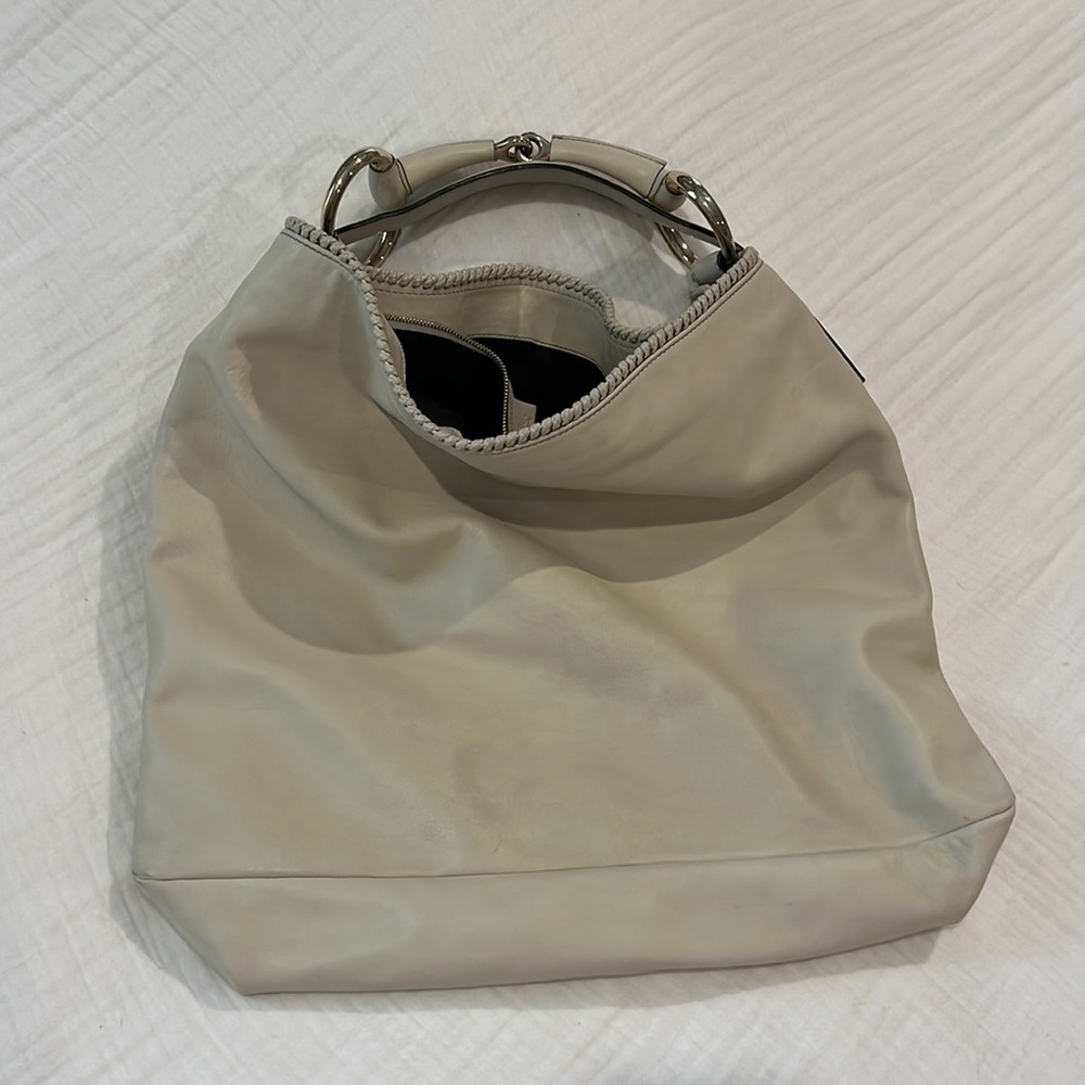 SOLD Large GUCCI Horsebit Hobo in ivory leather